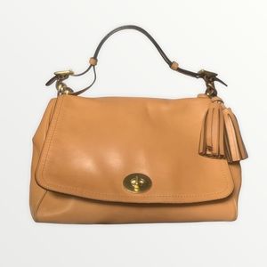 COACH💕Romy Tan Legacy Tassel Flap Satchel